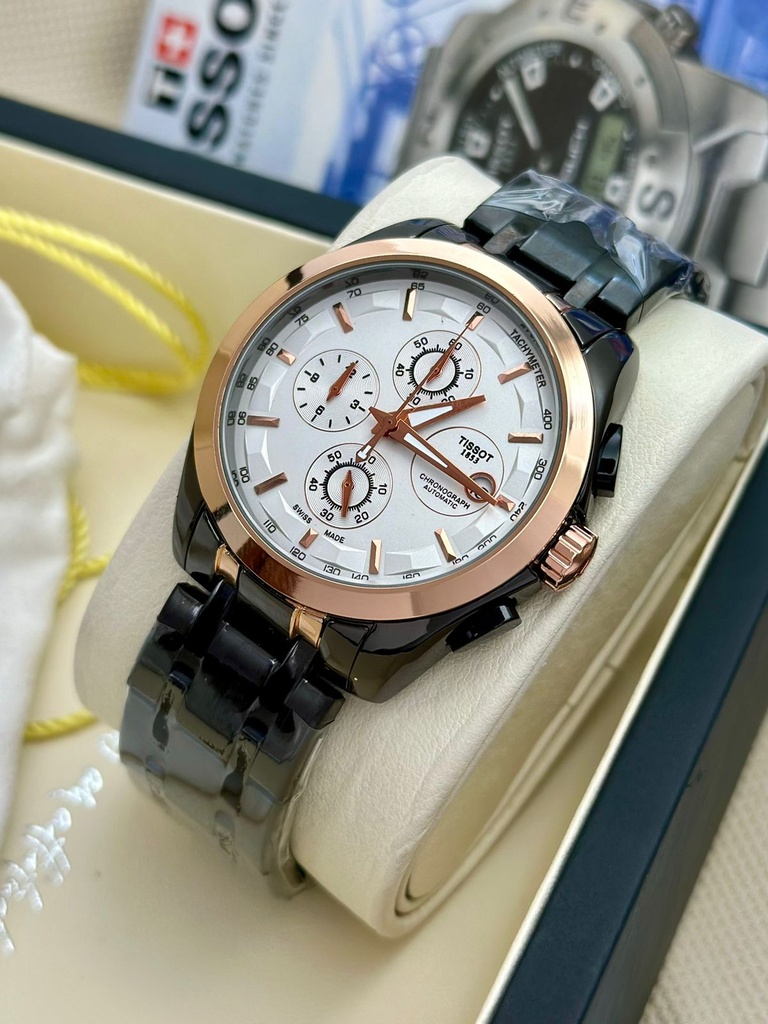 Tissot men's watch (black+golden white dial) w